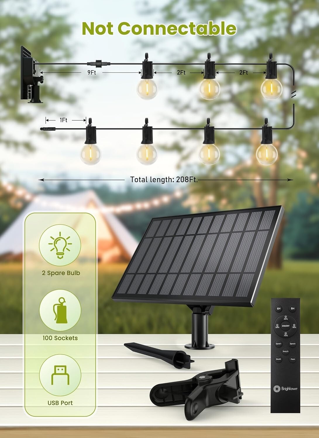 Dimmable 208FT Solar Patio Lights with Timer and Remote - Festive Outdoor Decor