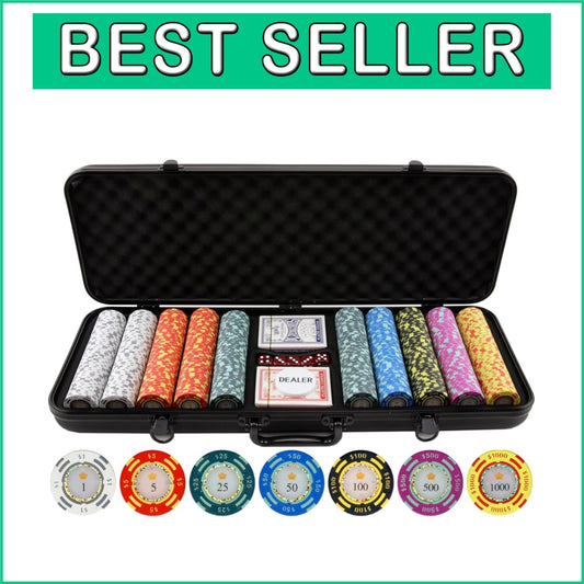 500-Piece Premium Poker Chip Set with Unique Designs & Durable Case