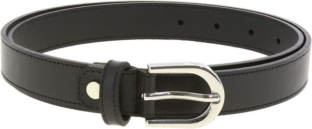 Versatile Genuine Leather Women's Belt – Polished Brass Buckle, Made in France