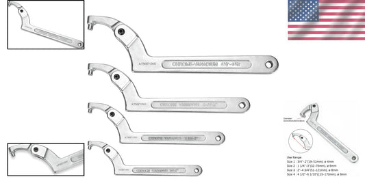 4-Piece Adjustable C Pin Spanner Wrench Set for Versatile Applications