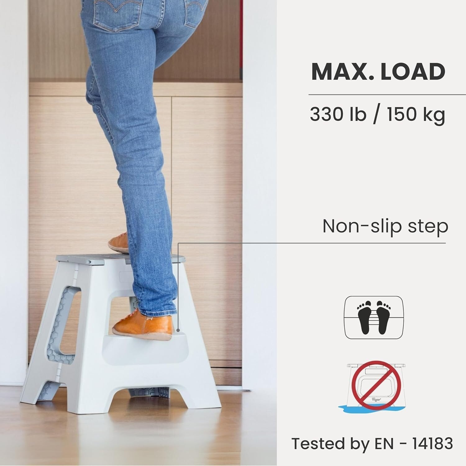 Versatile 2-Step Folding Stool for Home - Supports 330 Pounds Effortlessly