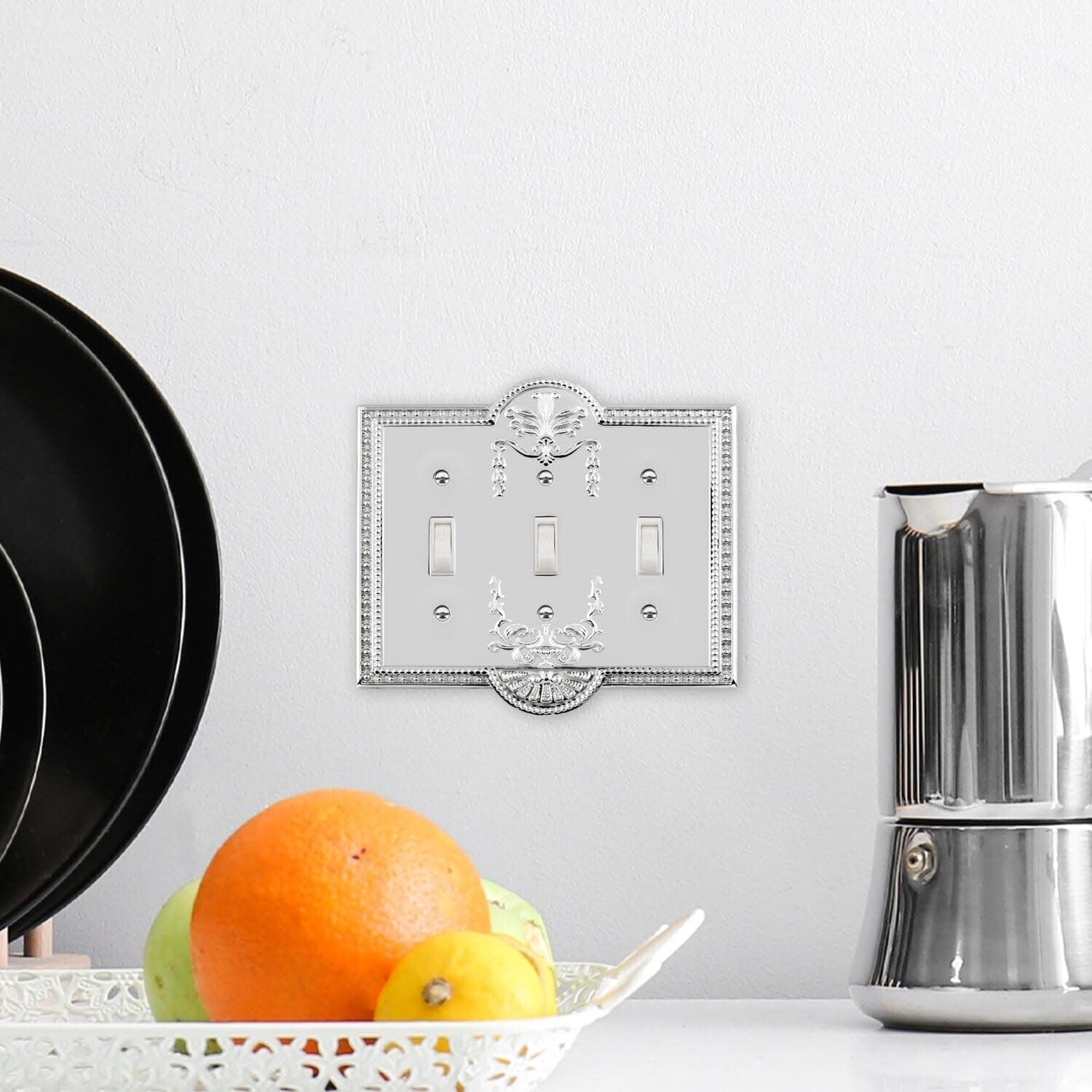 Curved Edge Antique Pewter Switch Cover - Durable Brass Craftsmanship