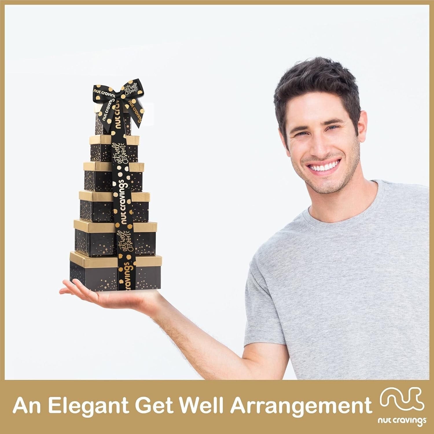 Elegant 12-Variety Snack Tower Gift Basket with Get Well Soon Ribbon - Kosher