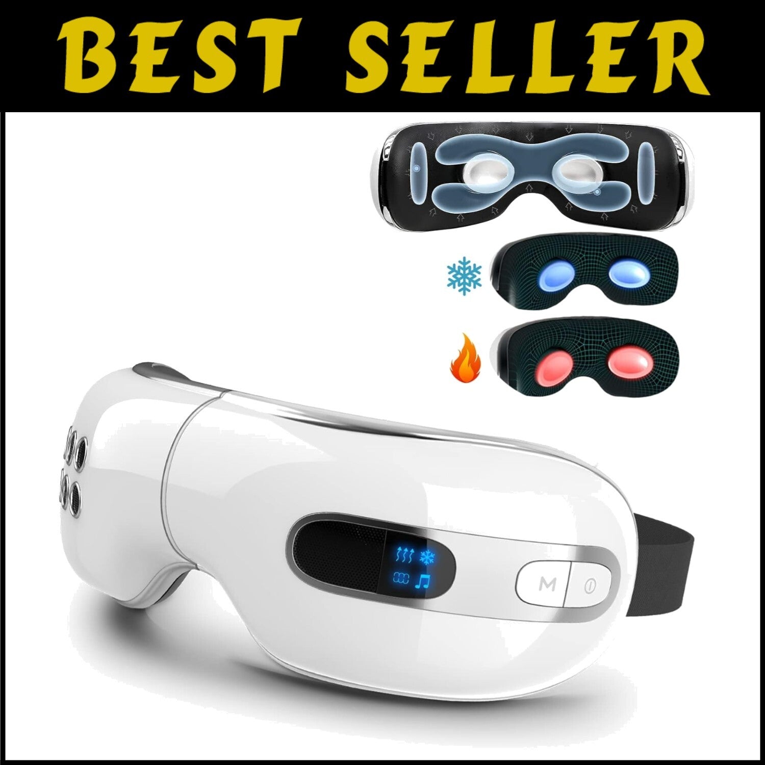 Rejuvenating Eye Massager with Heat & Cooling, Bluetooth for Migraines Relief