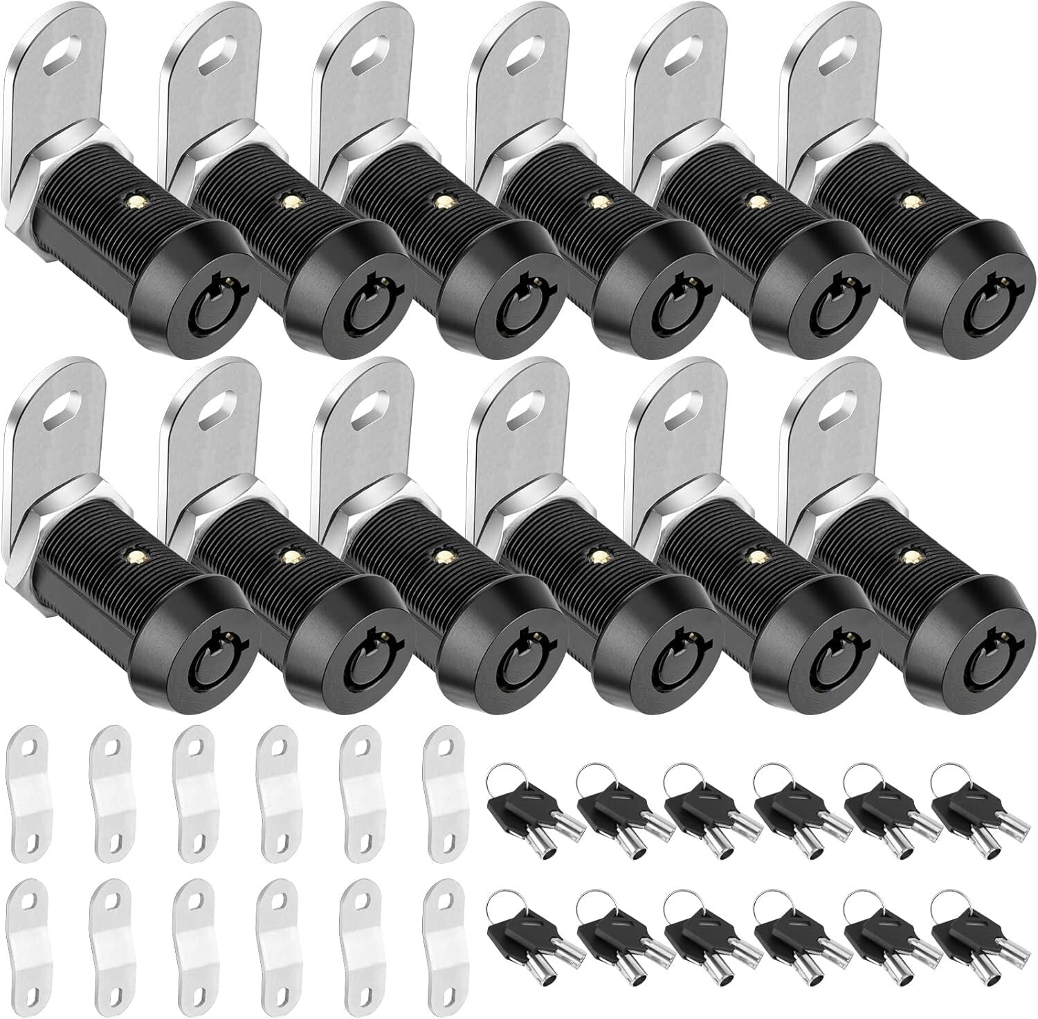 Durable 12 Pack Metal Cabinet Locks - Heavy-Duty Cam Locks with Gift Packaging