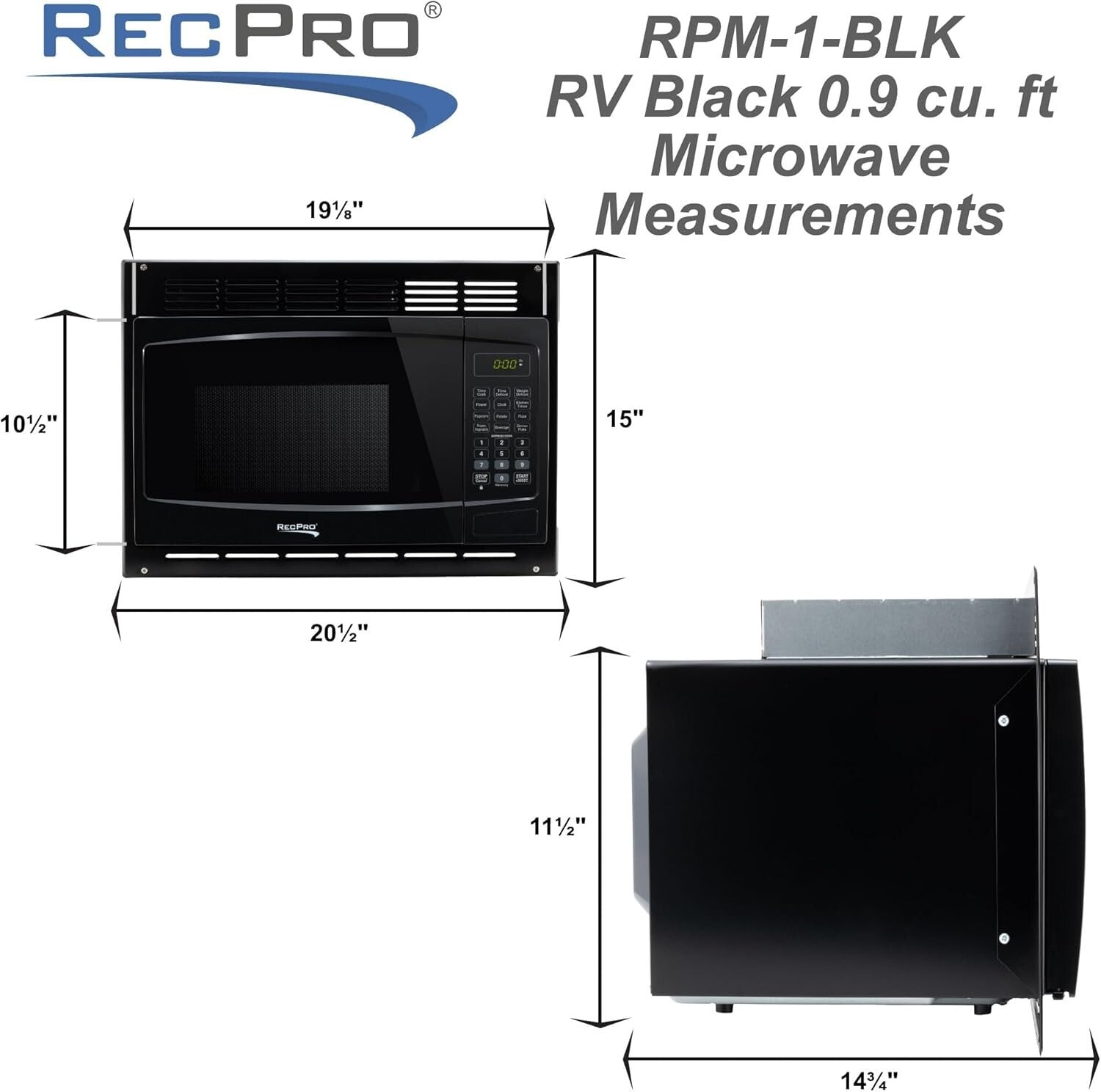 Energy-Efficient RV Microwave - 900W, Digital Control & Turntable Functionality