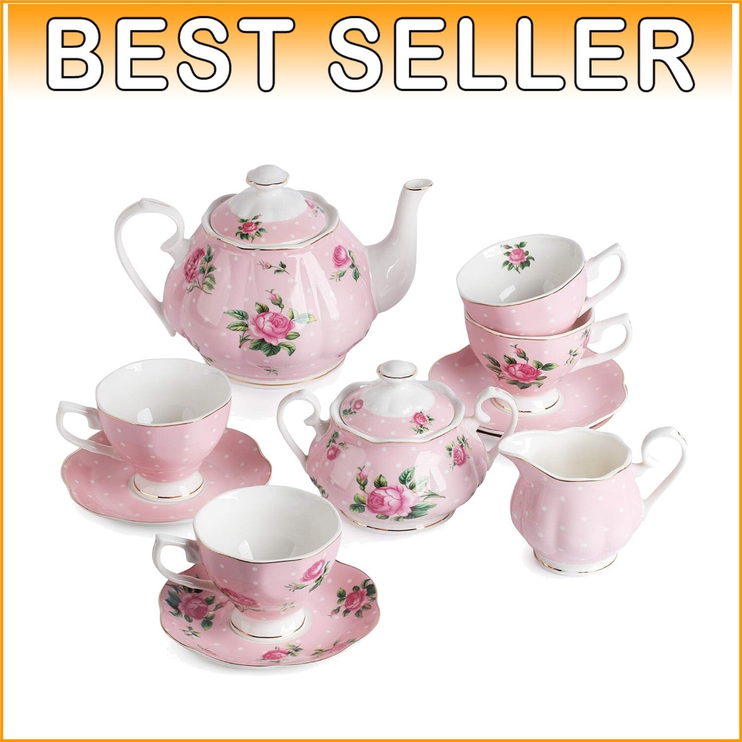 Exquisite Floral China Tea Set - 13-Piece Gift Set for Elegant Tea Times