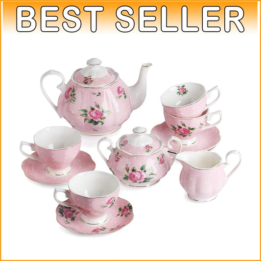 Exquisite Floral China Tea Set - 13-Piece Gift Set for Elegant Tea Times