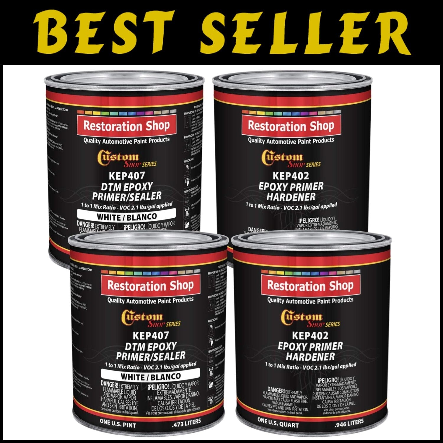 Fast-Drying White Epoxy Primer/Sealer Kit - 2 Qt. Primer & Hardener Included