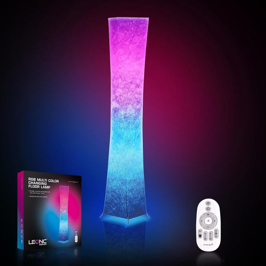 Versatile 61" Dimmable LED Floor Lamp with Multicolor Shade & Remote Control