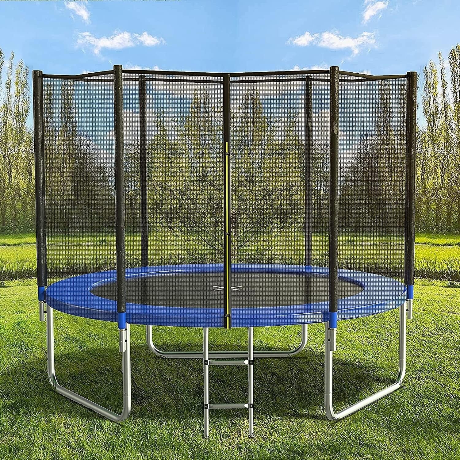 8FT Heavy-Duty Outdoor Trampoline with Ladder, Enclosure, and Spring Cover