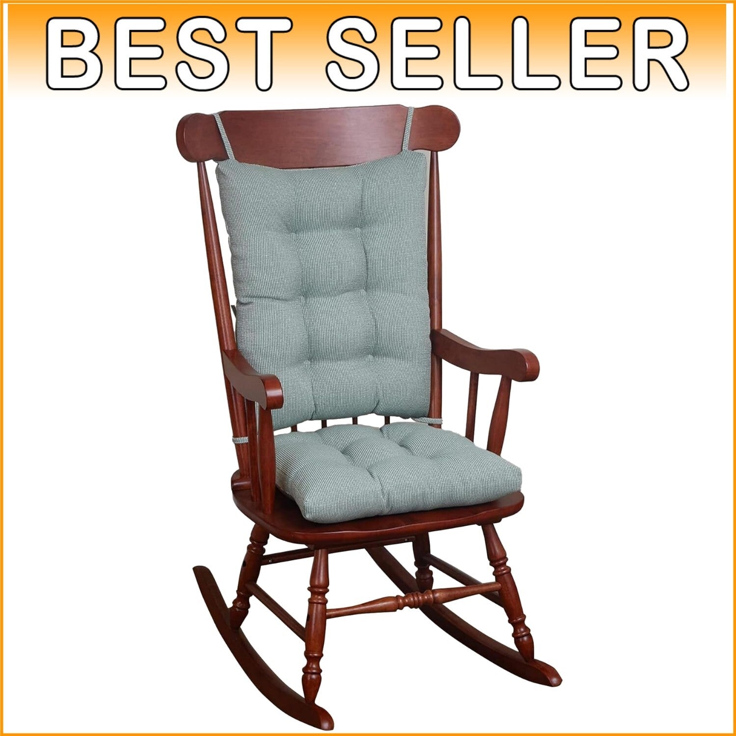 2-Piece Celadon Rocking Chair Cushion Set - Soft Comfort with Anti-Slip Design