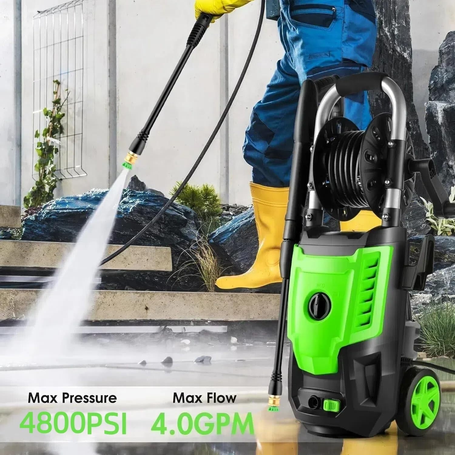 Compact 4800 PSI Electric Pressure Washer - Perfect for Car Washing & Patios