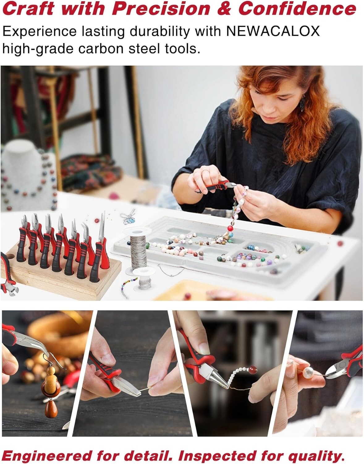 Durable Jewelry Pliers Set - 8 Essential Tools for Beading, Wire Wrapping & More