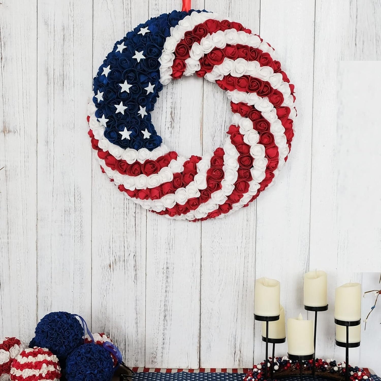 Stunning Handcrafted 18-Inch Patriotic Wreath - Perfect for Memorial Day