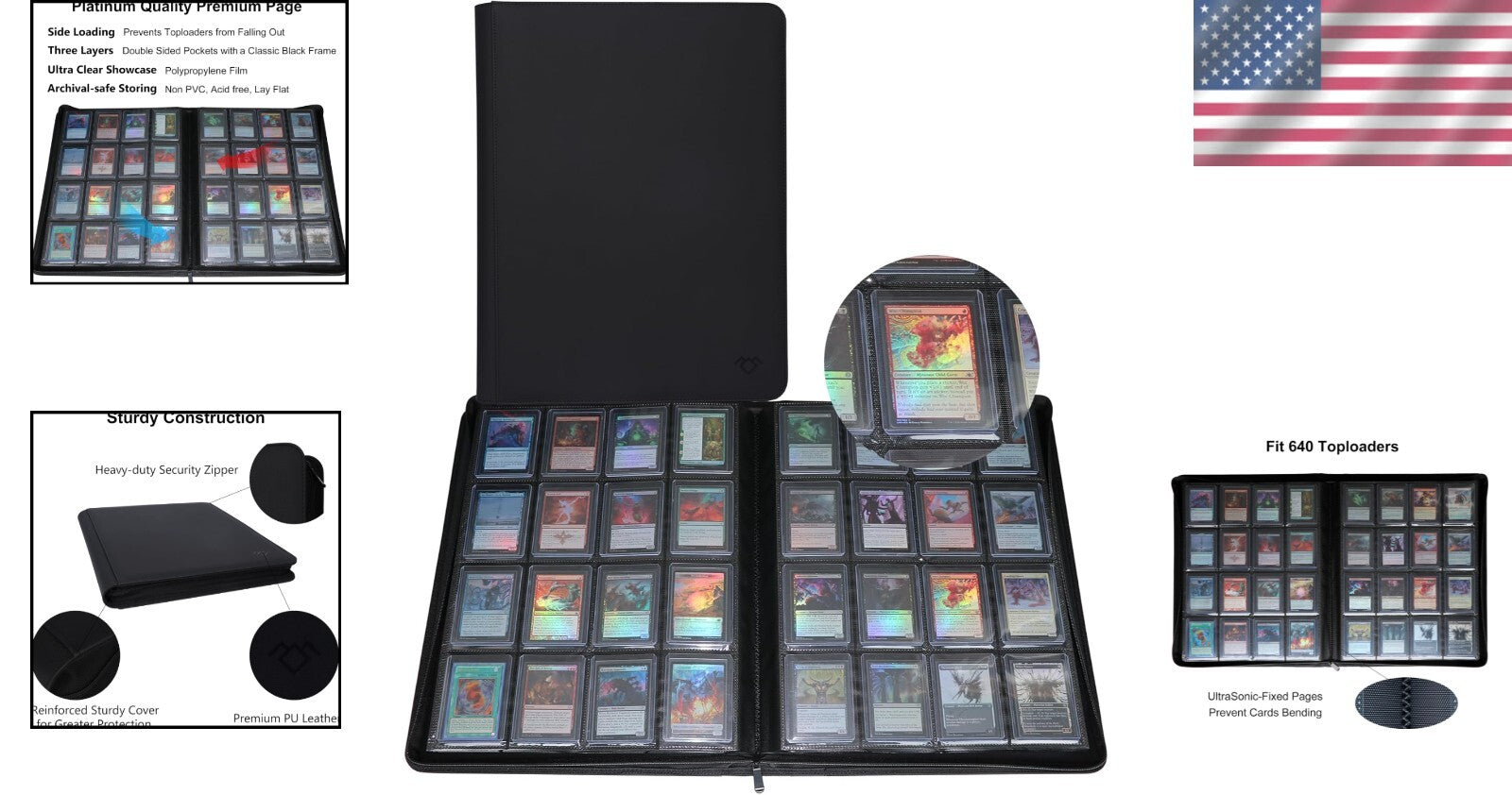 Compact 16 Pocket Binder for Toploaders – Water-Resistant Card Storage Solution