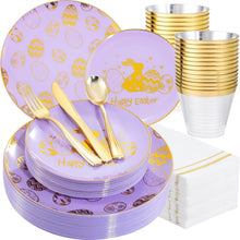 Load image into Gallery viewer, 175 Count Easter Themed Plates, Cups &amp; Silverware - Elegant Party Essentials