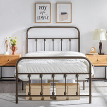 Load image into Gallery viewer, Classic Bronze Twin Bed Frame with Storage and High Headboard for Modern Living
