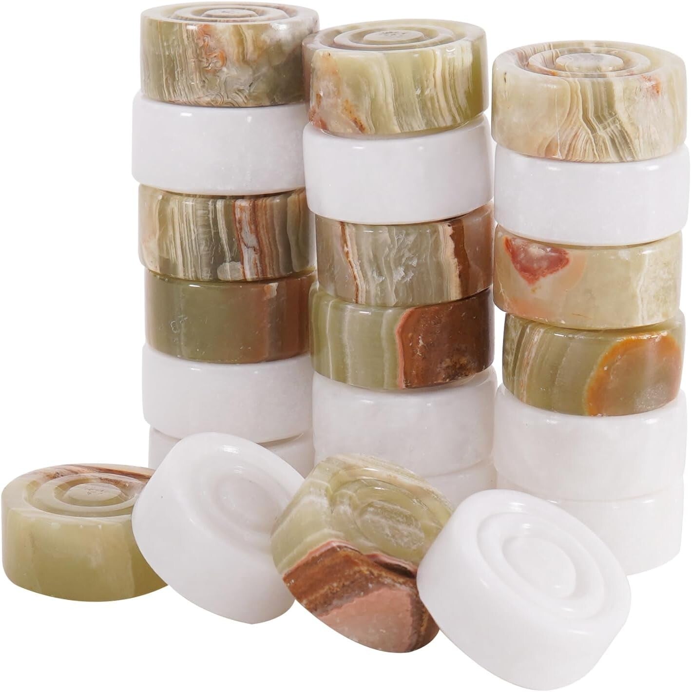 Elegant Onyx Marble Checkers Pieces - 1.25'' Handmade Luxury Game Accessories