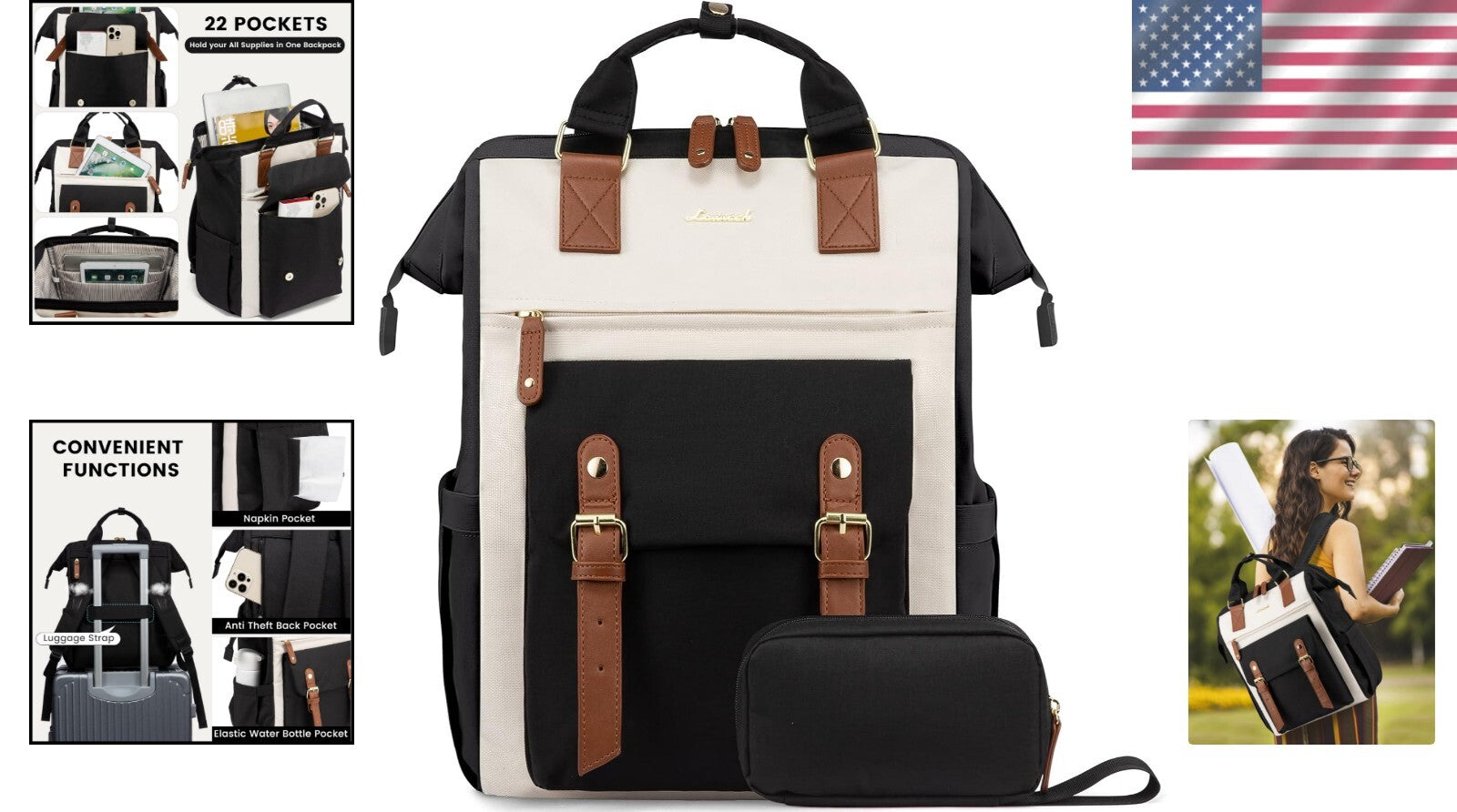 Stylish Wide Open Women’s Backpack – Perfect Work & Travel Bag for Professionals