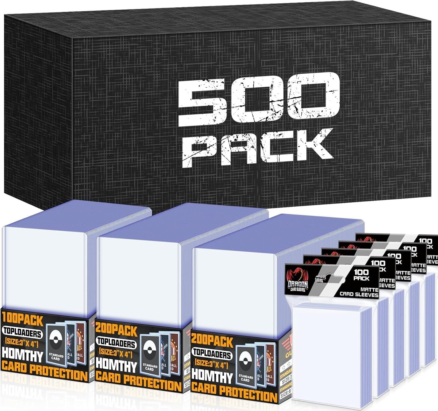 Durable Hard Plastic Toploaders - 1000 Clear Sleeves for Standard Trading Cards