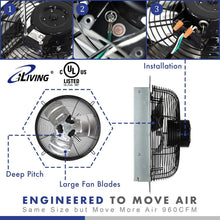 Load image into Gallery viewer, High Efficiency 960 CFM Wall Mounted Exhaust Fan with Thermostat &amp; Speed Control