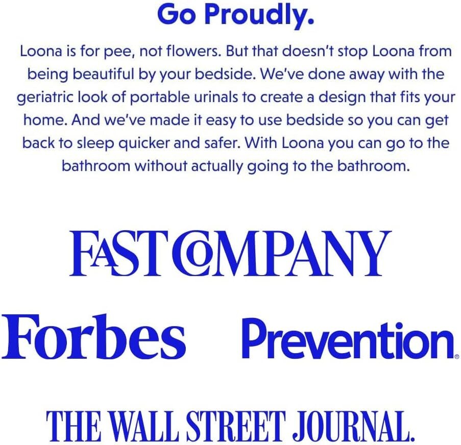 Loona Premium Female Urinal - Quiet, Spill-Proof Device for Travel & Outdoor Use