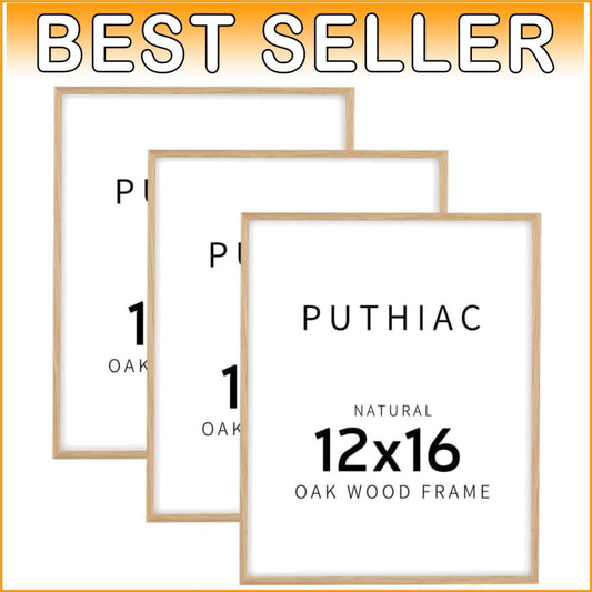 Elegant 12x16 Poster Frames - Solid Oak Wood, Lightweight, Wall Mount - 3 Pack