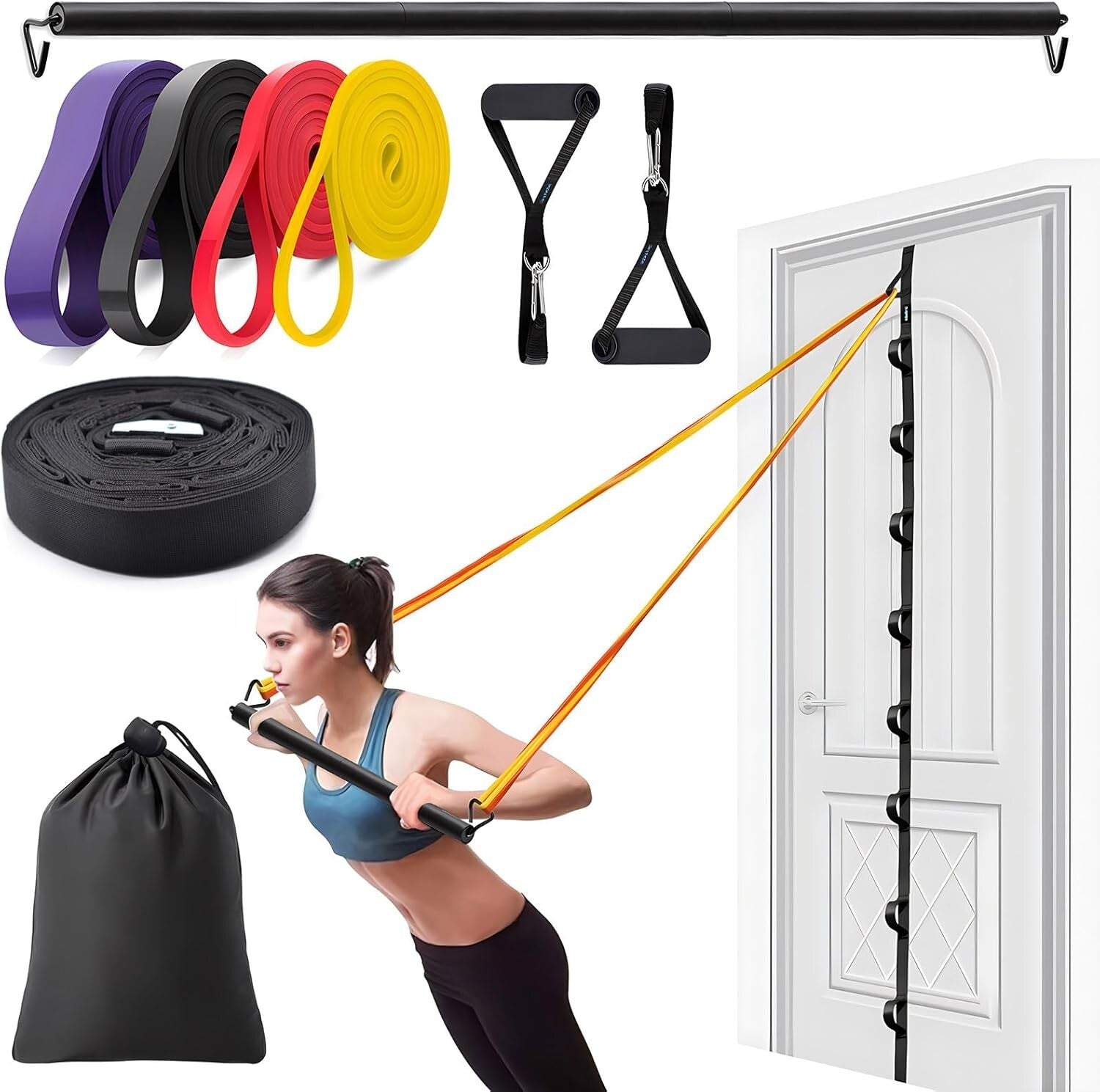 Easy No-Drill Door Anchor Strap Set - Complete Resistance Band Training Kit