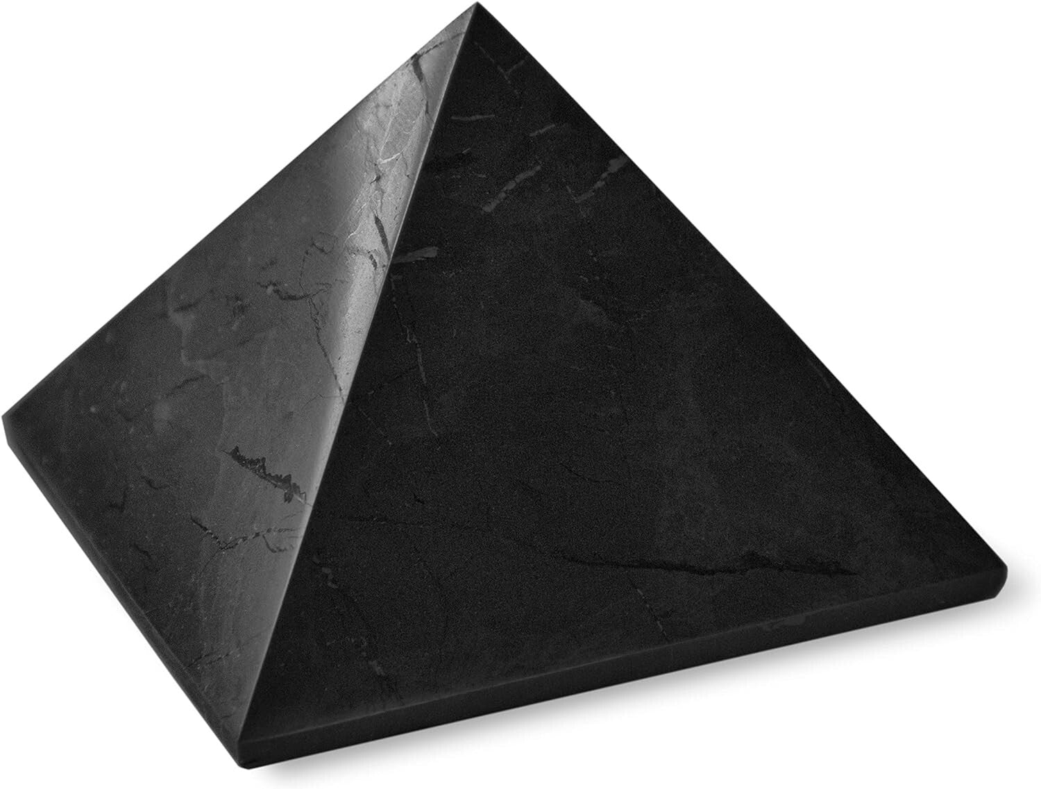 Genuine Shungite Crystal Pyramid 4" - Black Healing Stone for Home Protection