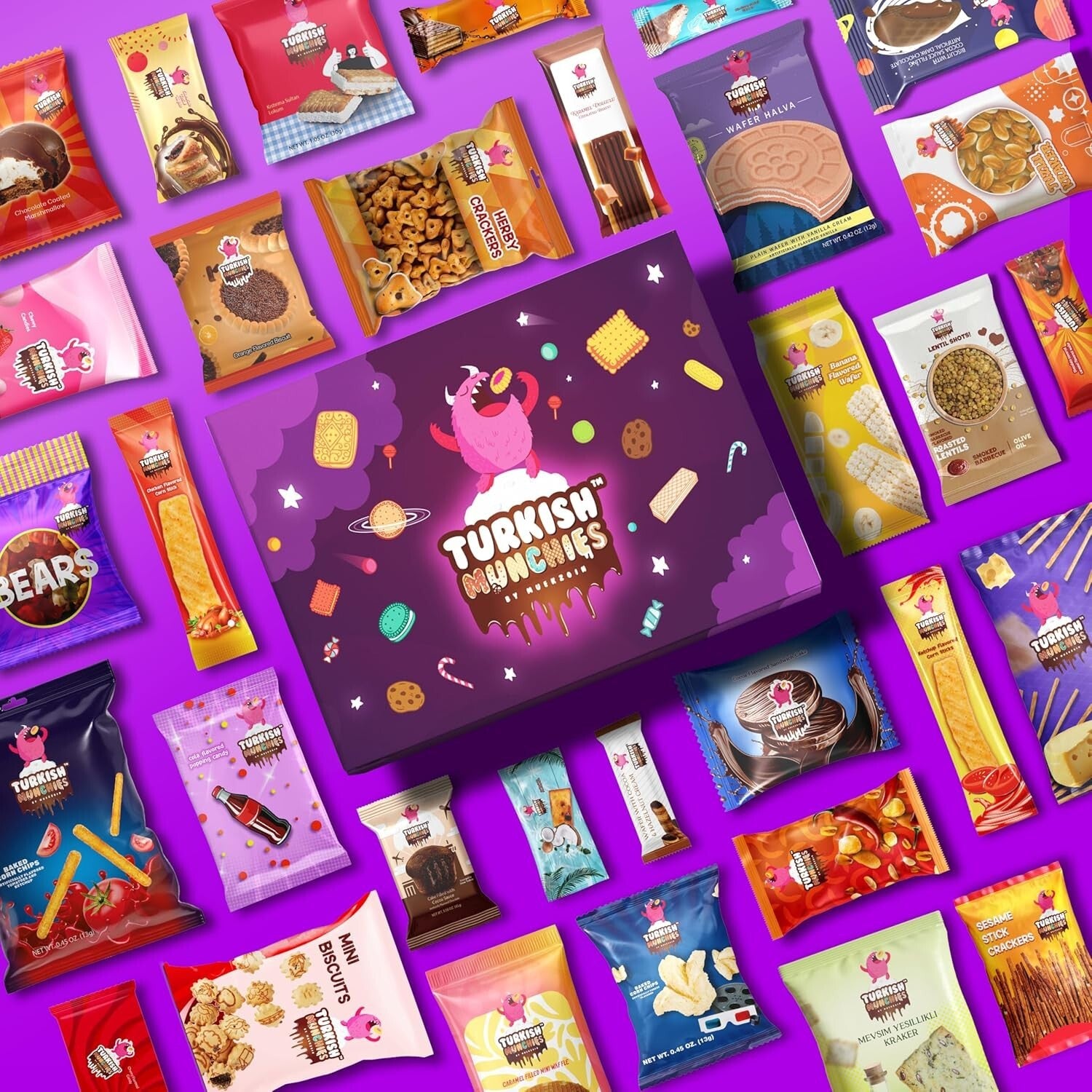 Mega International Snack Box: 32 Exotic Turkish Treats & Unique Food Gifts