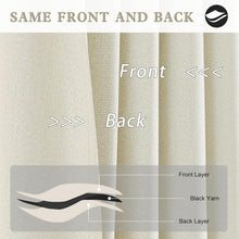 Load image into Gallery viewer, Beige Faux Linen Full Blackout Curtains 108" - Modern Insulated Drapes Set of 2
