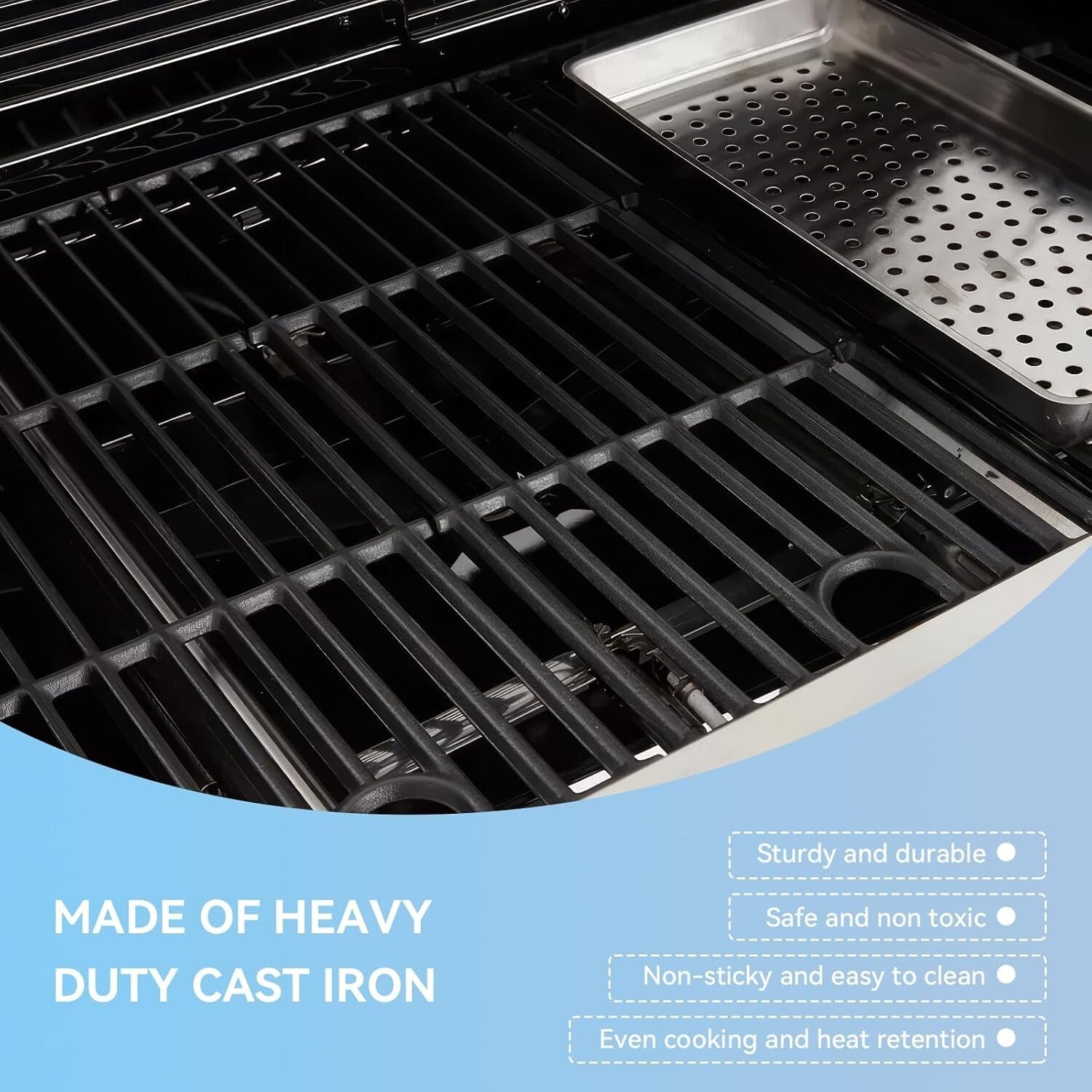 Durable 17" Cast Iron Replacement Grates for Char-Broil Gas Grills - Set of 3