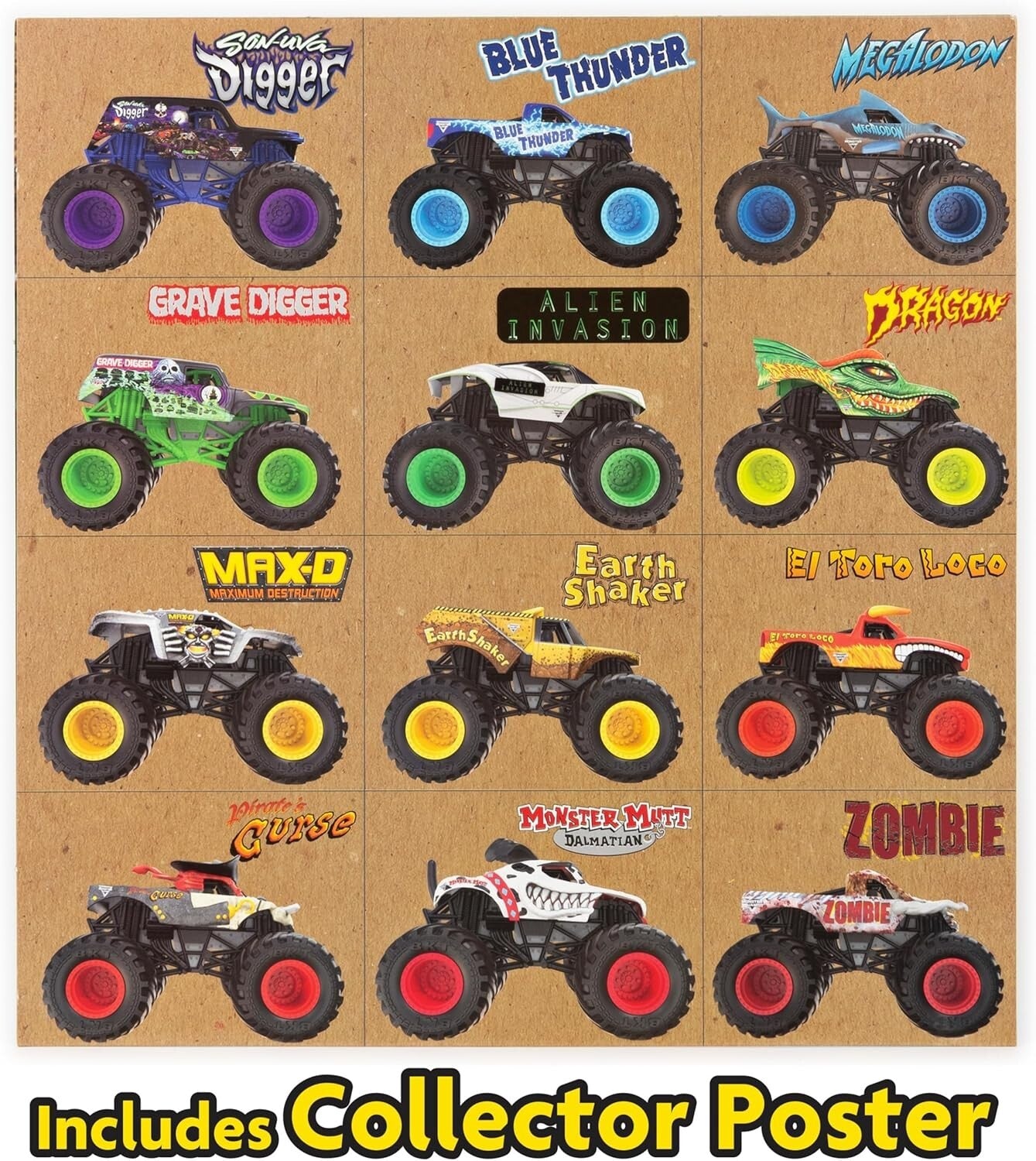 Exclusive 12-Pack of Monster Jam 1:64 Scale Trucks - Ideal for Kids & Collectors