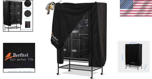 Fade Resistant and Washable Bird Cage Cover - Durable Black Nylon Twill Design