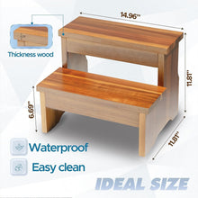 Load image into Gallery viewer, Safe &amp; Eco-Friendly Acacia Wood Step Stool - 2 Steps for All Ages, Easy to Move