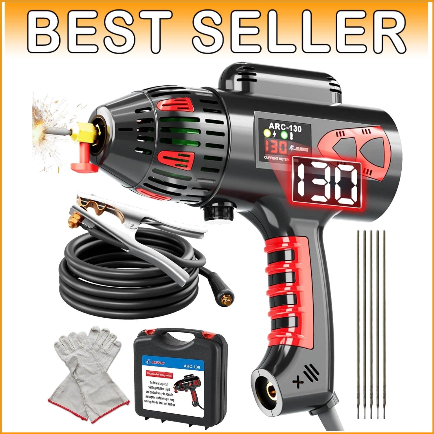 Digital Display 130A Portable Arc Welder - Complete Set for DIY & Industrial Use