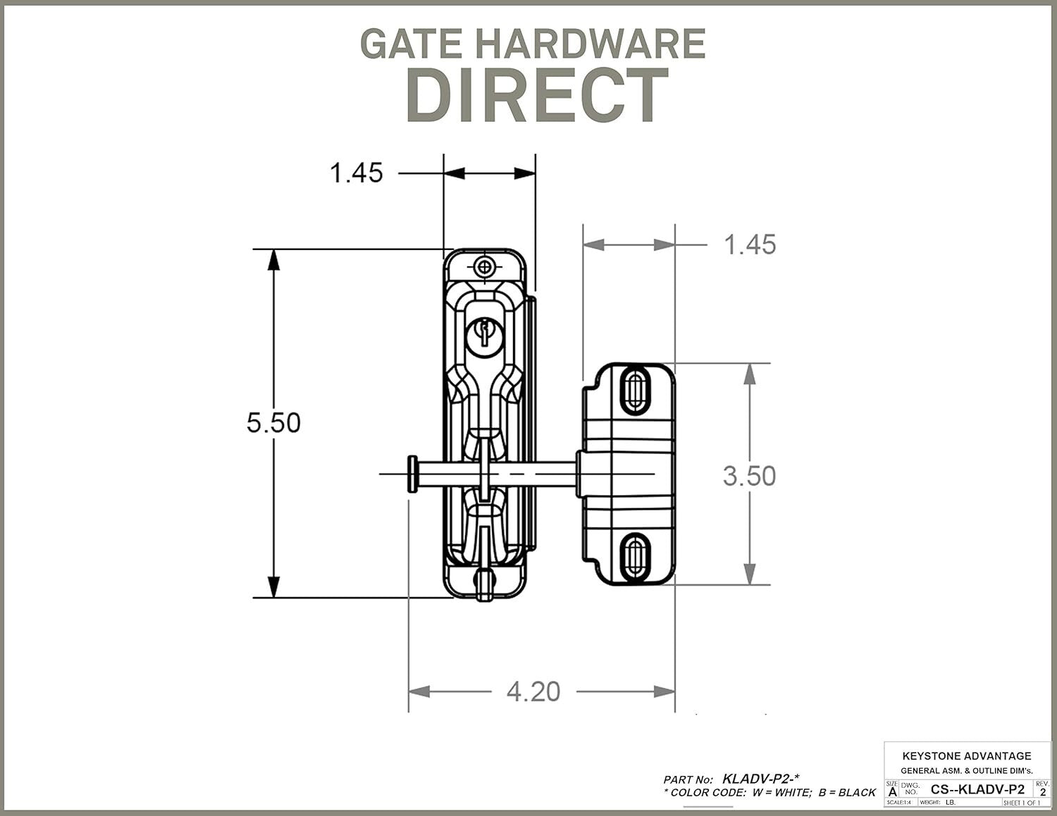 Heavy-Duty Keyed Alike Zinc Latch - 2-Sided Metal Latch for Wood & Vinyl Gates
