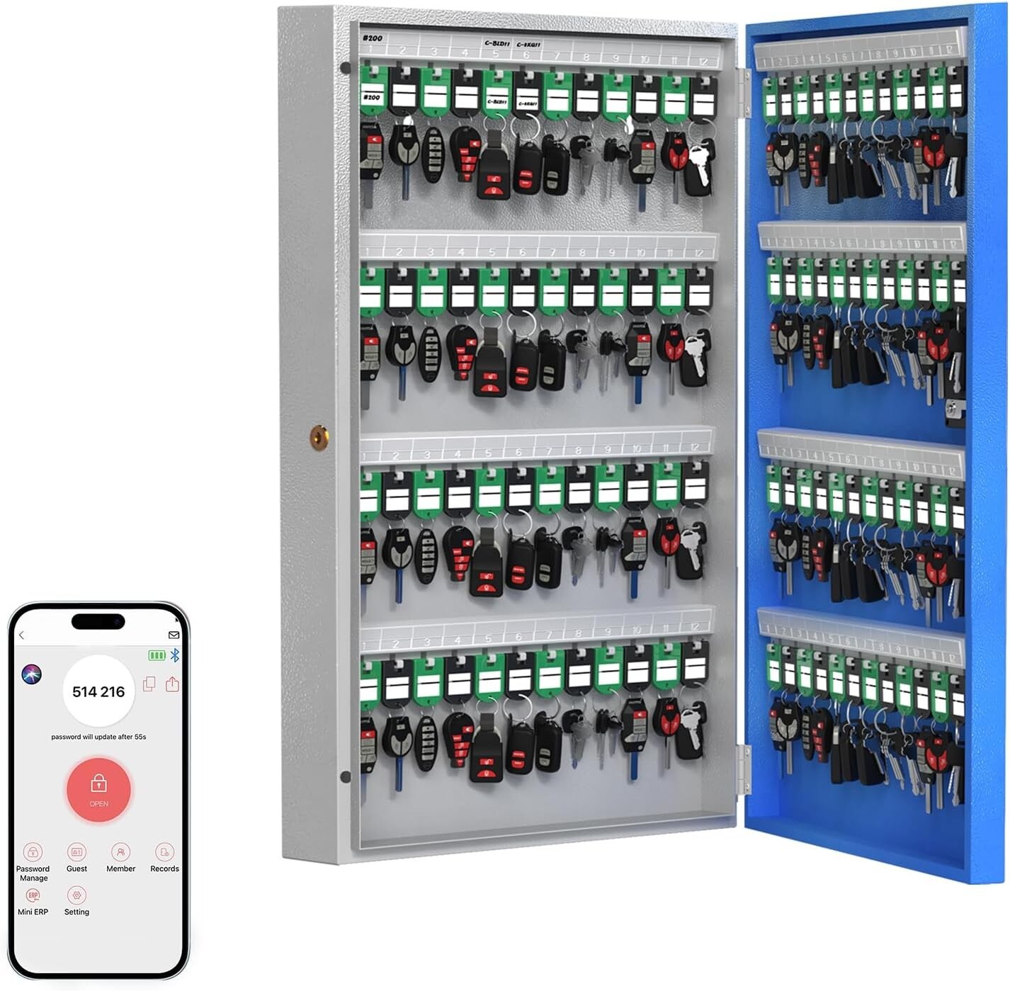 Durable 96-Key Lock Box with Multiple Unlock Options - Ideal for Homes & Offices