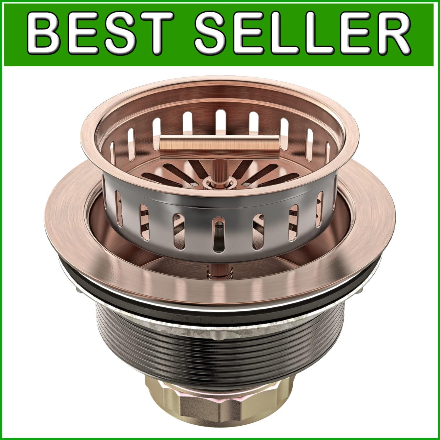 Elegant Copper Kitchen Sink Drain Kit with Removable Strainer for Easy Cleaning