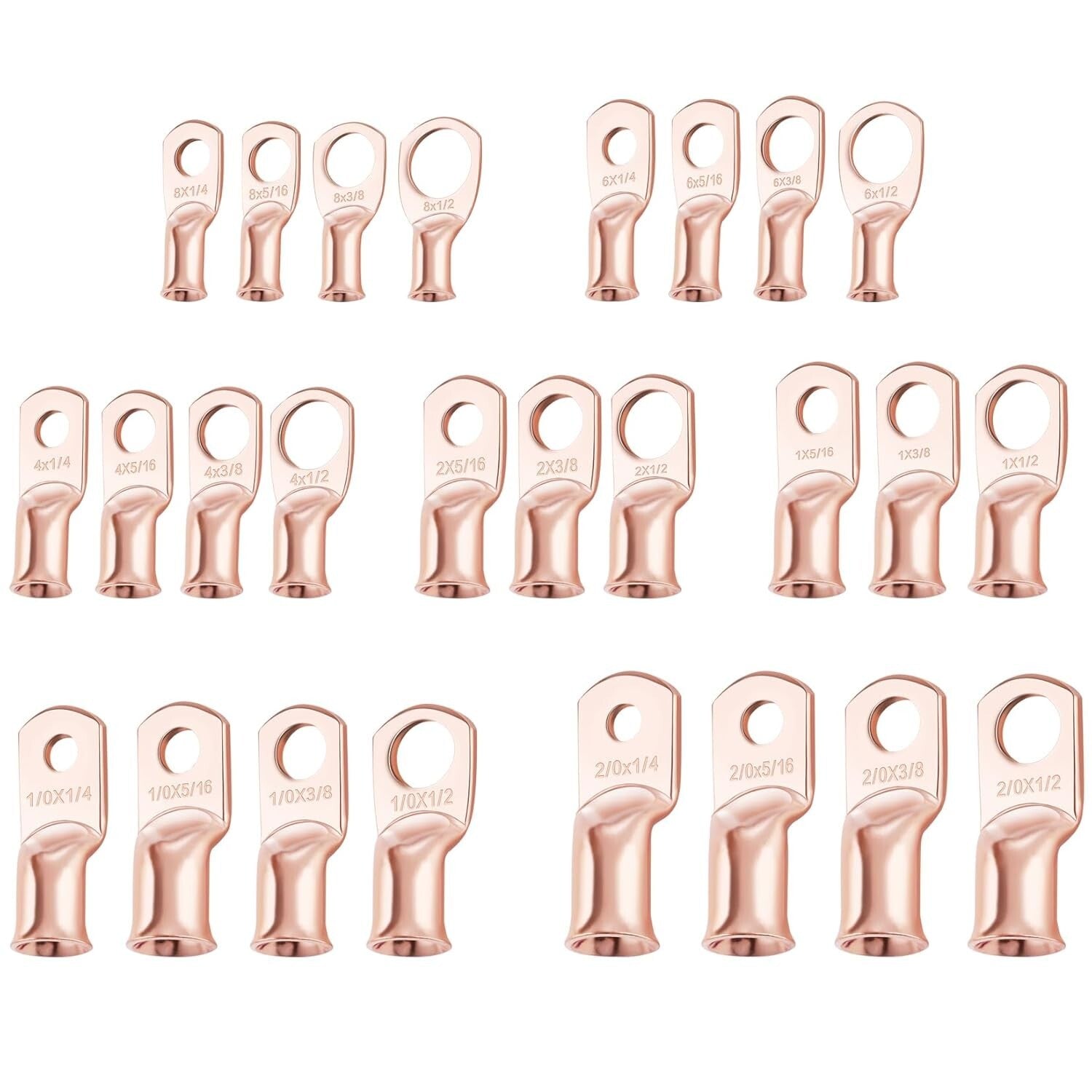 100PCS 2/0 AWG Ring Terminals with Heat Shrink Tubing for Heavy-Duty Connections