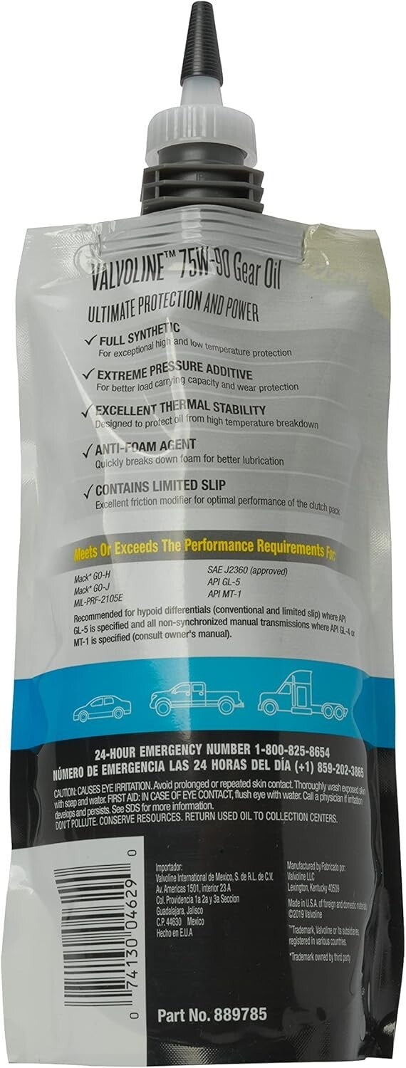 Case of 4 Full Synthetic 75W-90 Gear Oil - High Performance Automotive Lubricant