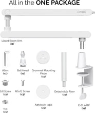 Load image into Gallery viewer, LIZARD WHITE Adjustable Microphone Boom Arm with Cable Management 360° Swivel