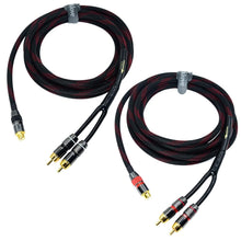 Load image into Gallery viewer, Versatile 10ft RCA Y Adapter Cable - Connect 1 to 2 Speakers, 24k Gold Plated