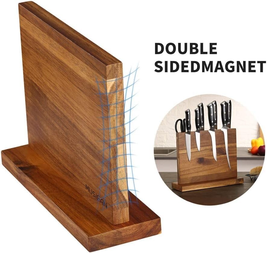 Stunning Acacia Wood Magnetic Knife Holder: Organize Your Cutlery with Style