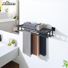 Load image into Gallery viewer, 24-Inch Matte Black Towel Rack with 3 Stainless Steel Bars - Heavy Duty Design