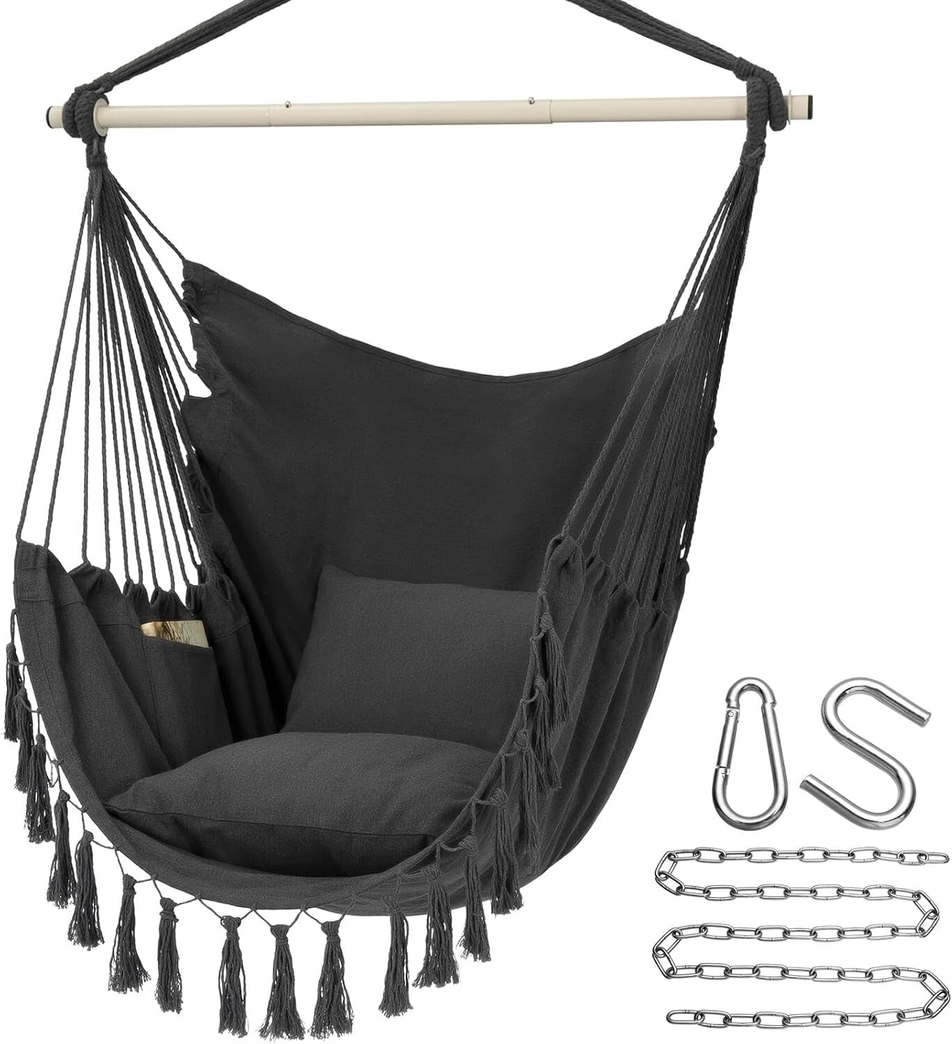 Stylish Portable Hammock Chair with Cushions - Ideal for Relaxation & Reading