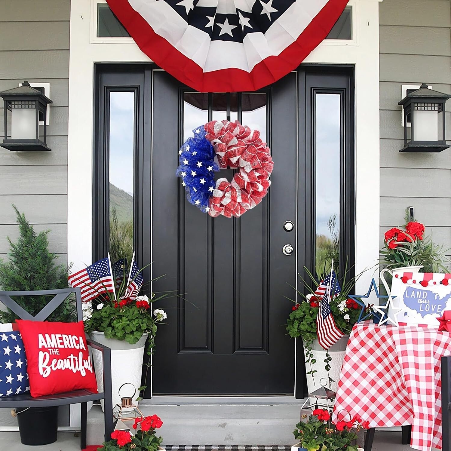 Durable Handcrafted 4th of July Mesh Wreath - Ideal for Summer and Memorial Day