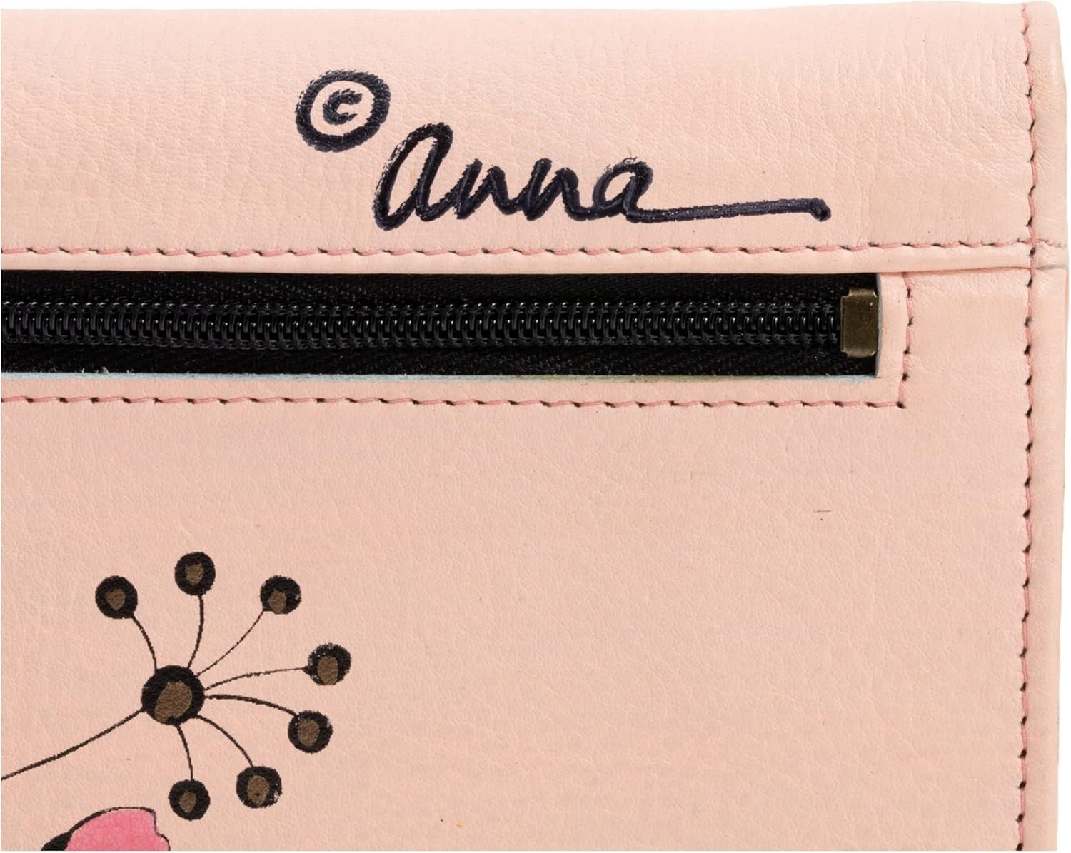 Stylish Hand-Painted Leather Wallet: 7.5” with Magnetic Closure and Coin Pocket