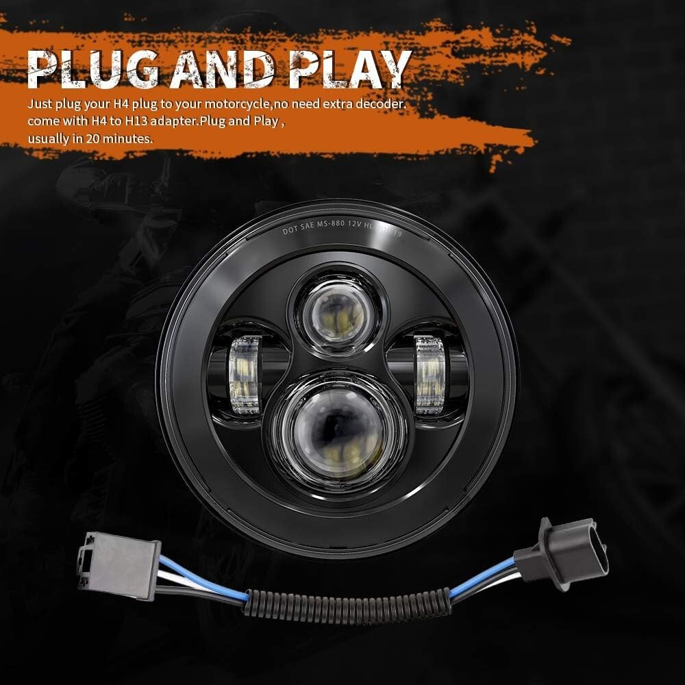 7 Inch LED Headlight for Harley Davidson - High-Performance & DOT Approved